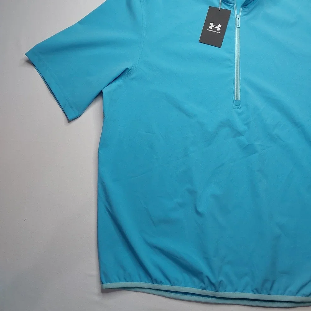Under Armour Storm Golf Pullover Large Half Zip Short Sleeve Top Light Blue
